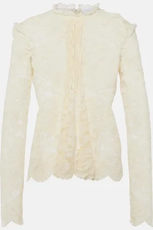 Paco rabanne Top plisado de encaje festoneado