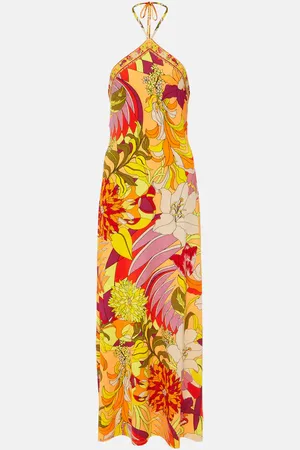 Camilla Vestido largo floral adornado