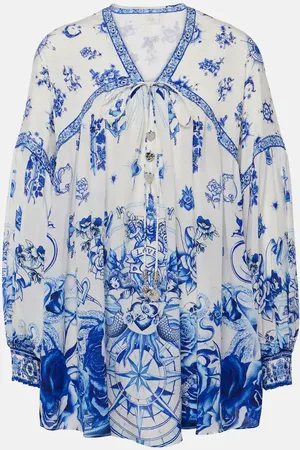 Camilla Blusa de seda con cuello anudado