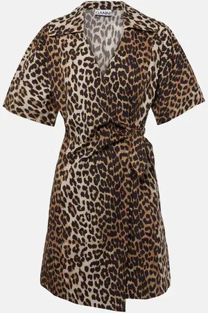 Ganni Vestido envolvente de algodón estampado