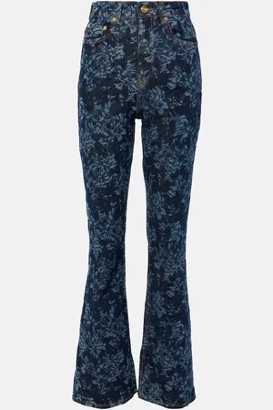 Ganni Jeans flared estampados de tiro alto