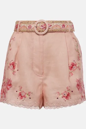 Camilla Shorts de lino floral adornados