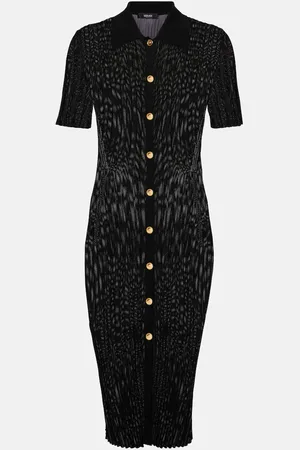 VERSACE Vestido midi de punto acanalado