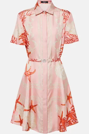 VERSACE Vestido camisero Barocco Sea de sarga de seda