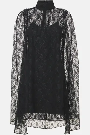 RODARTE Vestido corto de encaje floral con capa