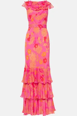 RIXO London Vestido largo Rio de seda floral