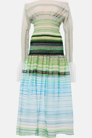 SUSAN FANG Vestido midi fruncido a rayas
