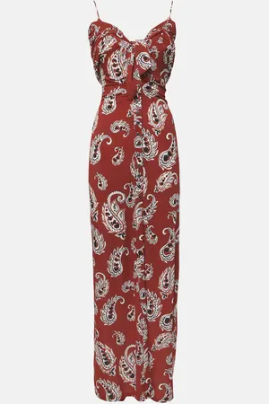 Paco rabanne Vestido largo de jersey con paisley
