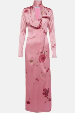 BLUMARINE Vestido largo de satén de mezcla de seda