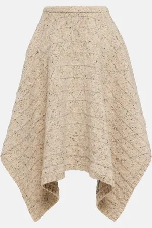 Bottega Veneta Falda midi asimétrica de lana