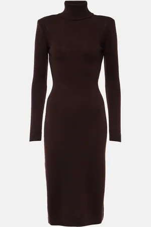 Tom Ford Vestido midi de cachemir con cuello alto