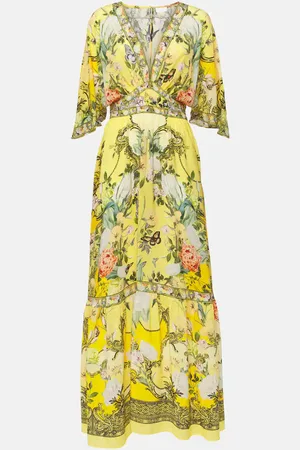 Camilla Vestido largo Paths of Gold de seda