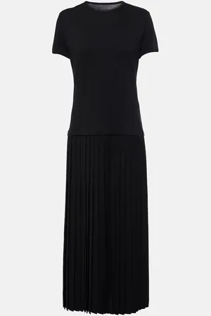 Maison Margiela Vestido midi plisado de algodón