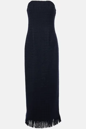 Oscar de la Renta Vestido bustier de tweed de mezcla de lana