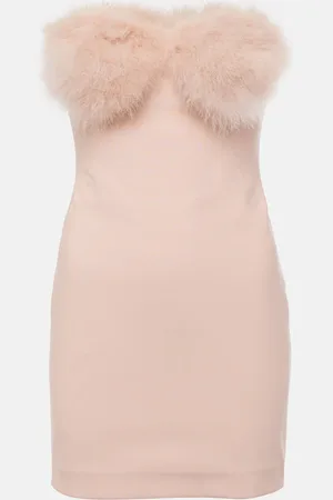 BLUMARINE Vestido corto de jersey con plumas