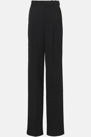 Saint Laurent Pantalones anchos de lana de tiro alto