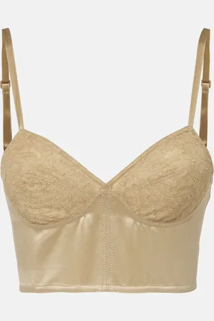 Saint Laurent Bustier de algodón y seda bordado