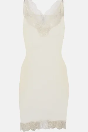 Saint Laurent Vestido corto de seda con encaje