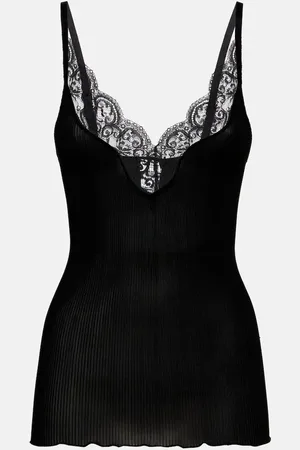 Saint Laurent Tank top de seda con encaje