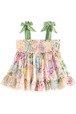 ZIMMERMANN Top Halliday de algodón floral fruncido