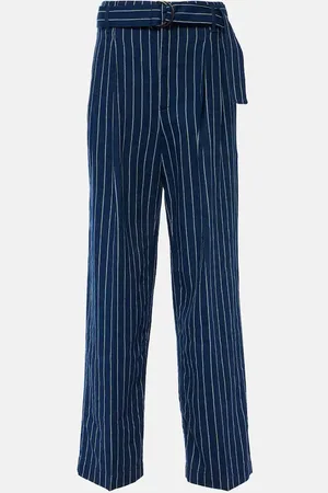 Ralph Lauren Pantalones rectos de lino y algodón con raya diplomática