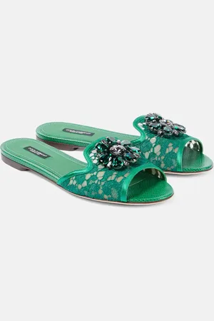 Dolce & Gabbana Sandalias Bianca de encaje adornadas