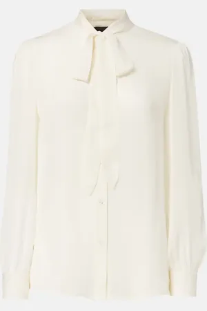 NILI LOTAN Blusa Carina de seda con cuello anudado