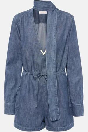 VALENTINO Mono de denim con cuello halter