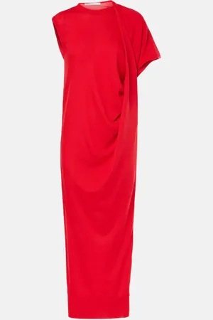 Stella McCartney Vestido largo de lana drapeado