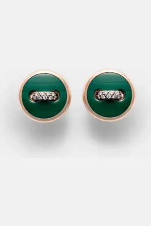 Pomellato Pendientes Pom Pom Dot de oro rosa de 18 ct con malaquita y diamantes