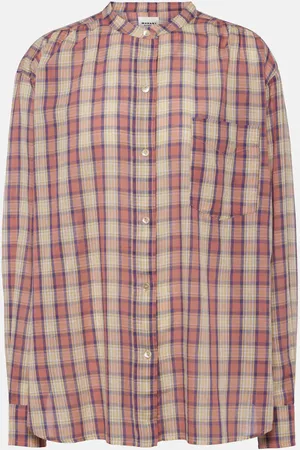 Marant Etoile Camisa de gasa de algodón a cuadros
