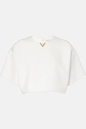 VALENTINO Crop top VGold de gabardina de algodón