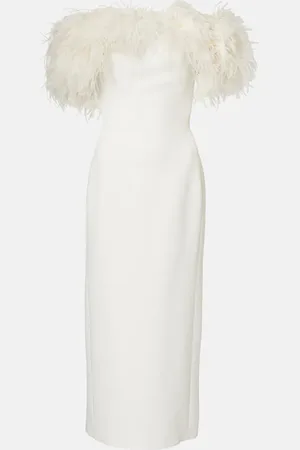 DAVID KOMA Novia - vestido midi con plumas