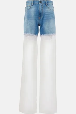 Nensi Dojaka Jeans anchos con paneles de tul
