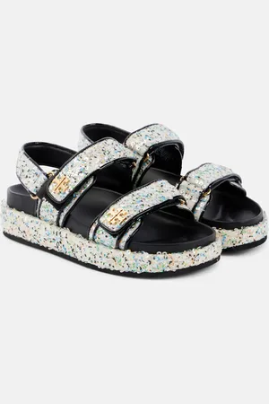 Tory Burch Sandalias Kira con lentejuelas y piel