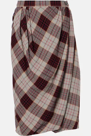 Vivienne Westwood Falda midi Drunken Drape a cuadros
