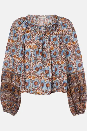 ULLA JOHNSON Blusa Silva de mezcla de algodón estampada