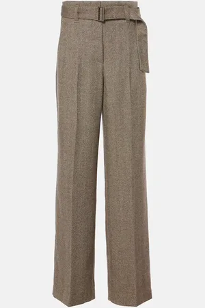 Brunello Cucinelli Pantalones de mezcla de lana espigada