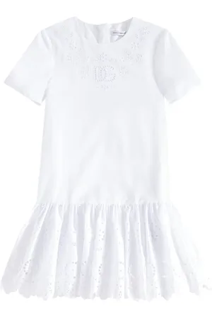 Dolce & Gabbana Vestido de algodón bordado con logo