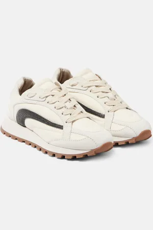 Brunello Cucinelli Zapatillas de ante con cuentas Monili