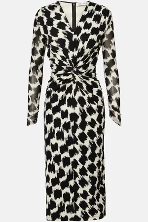 Diane von Furstenberg Vestido midi Libra fruncido estampado