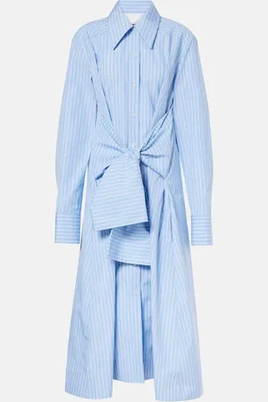 Jil Sander Vestido camisero de algodón a rayas