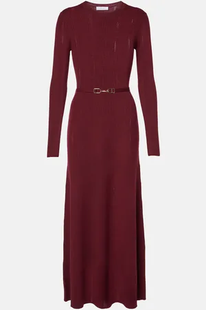 GABRIELA HEARST Vestido midi Imagene de lana con cinturón