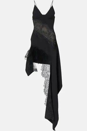 DAVID KOMA Vestido corto asimétrico con encaje