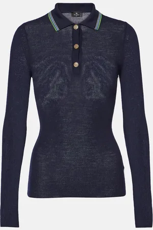 Etro Polo de lana y algodón estampado