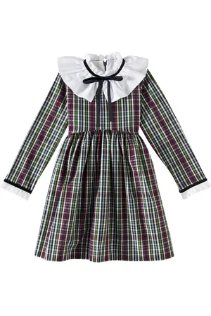 La Coqueta Vestido Flora de algodón con tartán
