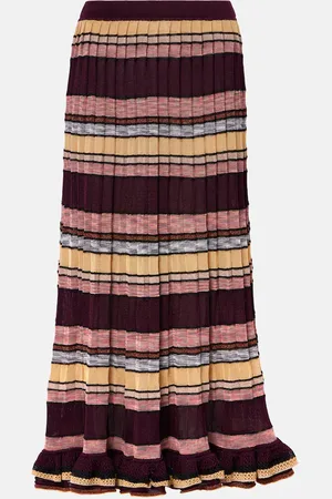 ULLA JOHNSON Falda midi plisada Seraphine a rayas
