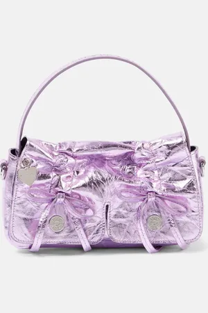Acne Studios Bolso de piel metalizada con lazo