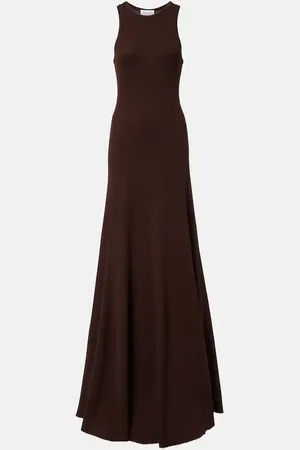 Alexander McQueen Vestido largo acanalado de lana
