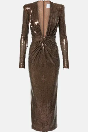 ALEX PERRY Vestido midi fruncido con lentejuelas